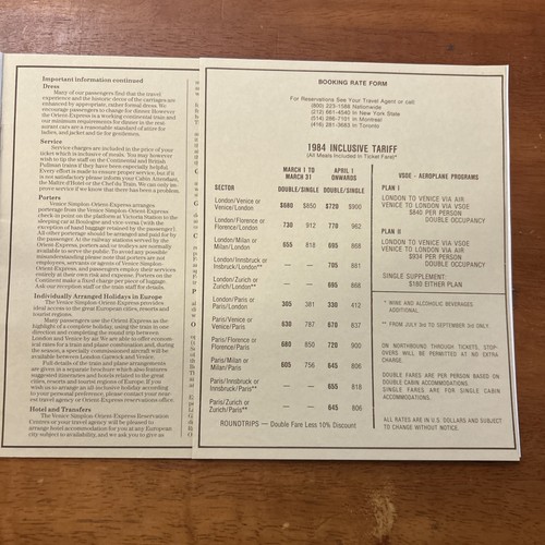 Venedig Simplon Orient Express Prospekt 1984 9x11" - Bild 9 von 11