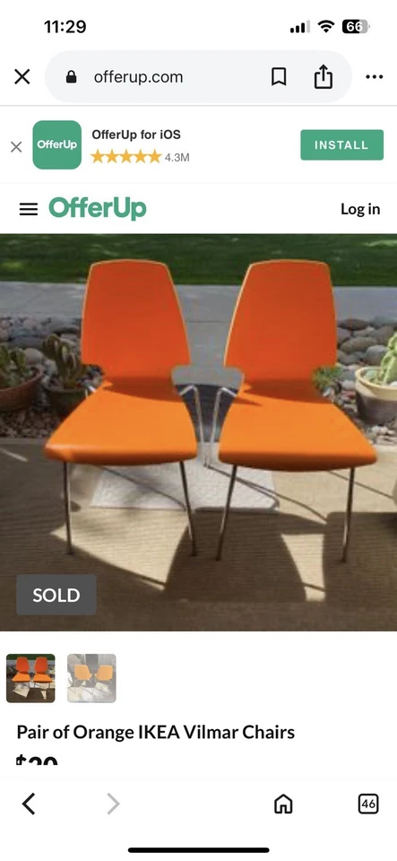 Ikea Vilmar Chair Vintage Early 2000’s Orange Excellent Condition Wood - Image 2 of 4
