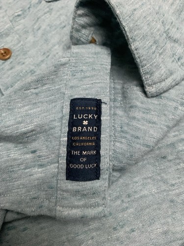 Lucky Brand Button-Up Pocket Shirt *Blue Green Cotton Blend Mens Size Large - Picture 5 of 9