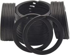 20 Pack Key Ring Keychain 1 Inch 25mm Diameter Metal Flat Split Black 