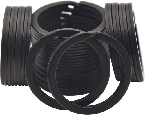 Paquete de 20 llaveros llaveros 1 pulgada 25 mm de diámetro metal plano dividido negro - Imagen 1 de 5