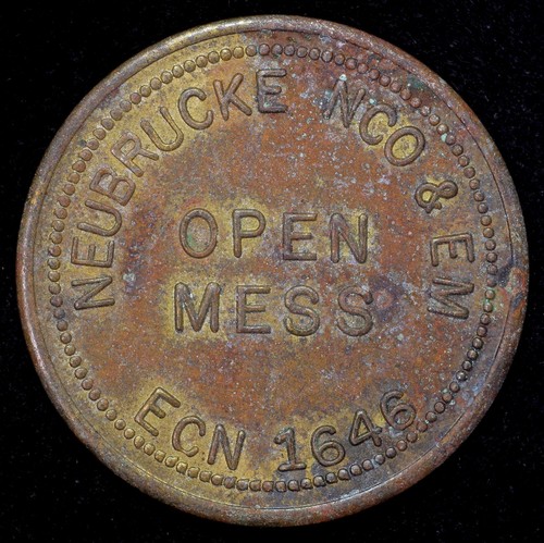 Neubrücke, Deutschland Unteroffizier Open Mess gut für 25c Militär Handelsmedaille 28mm