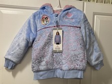 NWT Disney Princess Kids Girls Plush Sherpa Lined Hoodie Cozy  Zip-Up Size 3