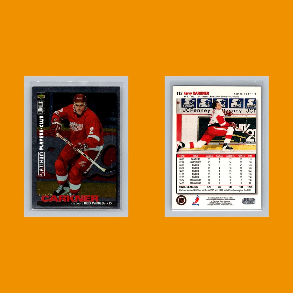 Terry Carkner #113 1995-96 Collectors Choice Players Club Platinum Hockey Card - Image 3 of 3