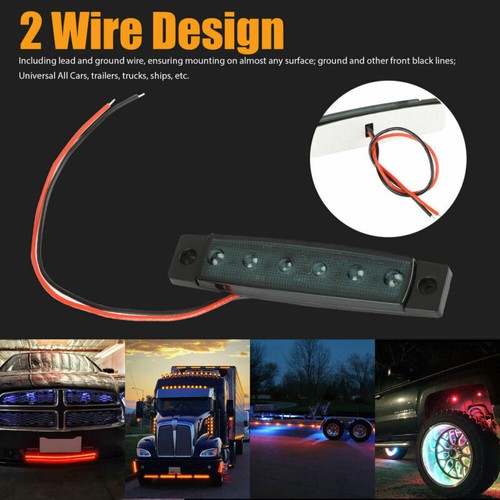 6 LED Smoked Side Marker Indicators Light Truck Trailer Boat Clearance 12/24V - Picture 5 of 17