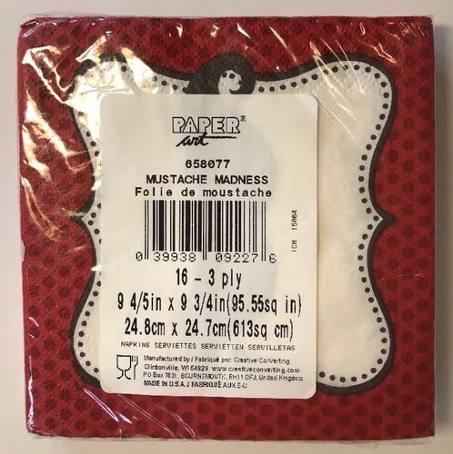 Schnurrbart Wahnsinn Getränk Cocktail Dessert Servietten Rot Party Geburtstag 16/Packung - Bild 3 von 12