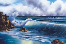 Bob Ross Surfs Up Art Print Painting Laminated Dry Erase Sign Poster 12x18