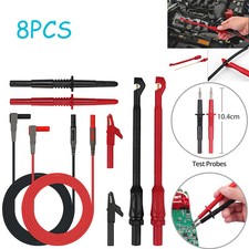 8PCS Multimeter Test Lead Kit with 4mm Thickness Wire-Piercing Clip Test Probes