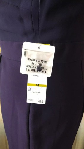 Jones New York New Dress Purple Solid Short Sleeve Ruffled Fancy Front Size 14 - Picture 3 of 9