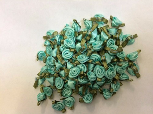 Satin Small Ribbon Roses Buds Embellishments All 27 Colours Various Quantities - Picture 24 of 54