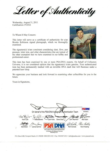 BROOKS ROBINSON 8X10 AUTOGRAPHED PHOTO PSA/DNA AUTHENTICATED - Picture 2 of 2