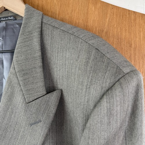 Issimo Suit Mens 46L Gray Herringbone Double Breasted 100% Wool Italy Pant 36x33 - Picture 8 of 21