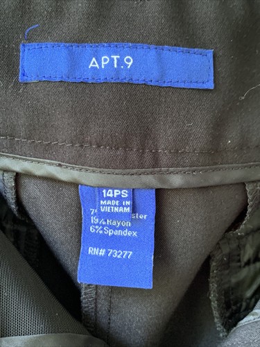 Apt. 9 Dress Pants Women's Size 14PS Black Polyester Blend Straight Leg ~Pockets - Picture 3 of 6