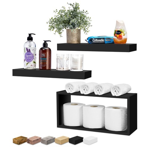 Sorbus Floating Shelves for Wall Set of 3, 2 Wall Shelves & 1 Hanging Box - Picture 25 of 78
