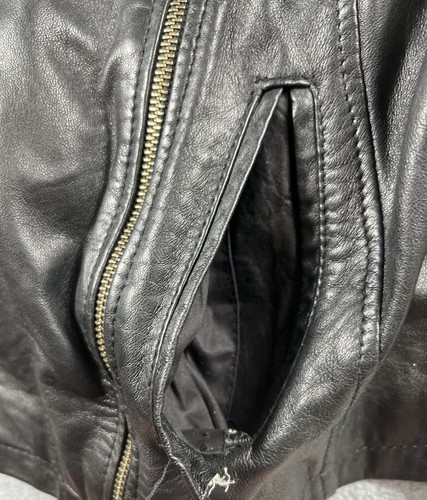 Asos Real Leather Moto Jacket Womens Sz 10 Black Biker Motorcycle Full Zip Lined - Picture 6 of 24