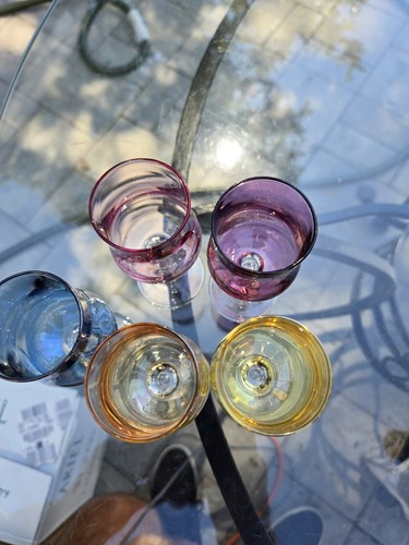 Luminarc Iridescent Cordial Glasses Mid-Century Modern France Set Of 5 - Picture 5 of 15