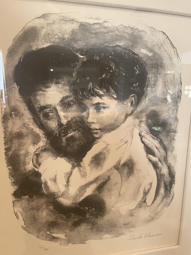 Framed art Lithograph  “Paternal Embrace” 12/200 Sandu Liberman 22"L x 19"W - Bild 3 von 10