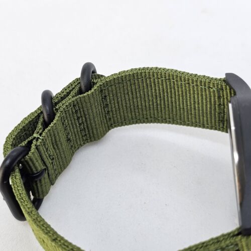 Men Field Watch 42MM Large Black Case Black Dial Army Green Canvas Band Straps - Picture 14 of 16