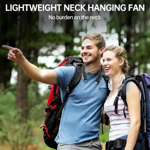 Portable USB Rechargeable Neckband Lazy Neck Hanging Dual Cooling Mini Fan US - Picture 6 of 8