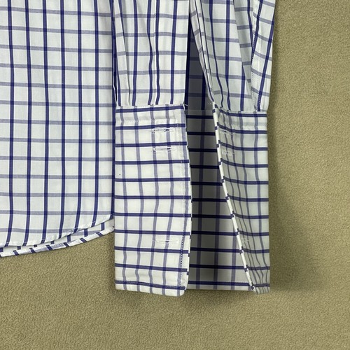 Hawes & Curtis Shirt Mens 18 Blue White Plaid Long Sleeve Button Up Adult NWT - Picture 3 of 12