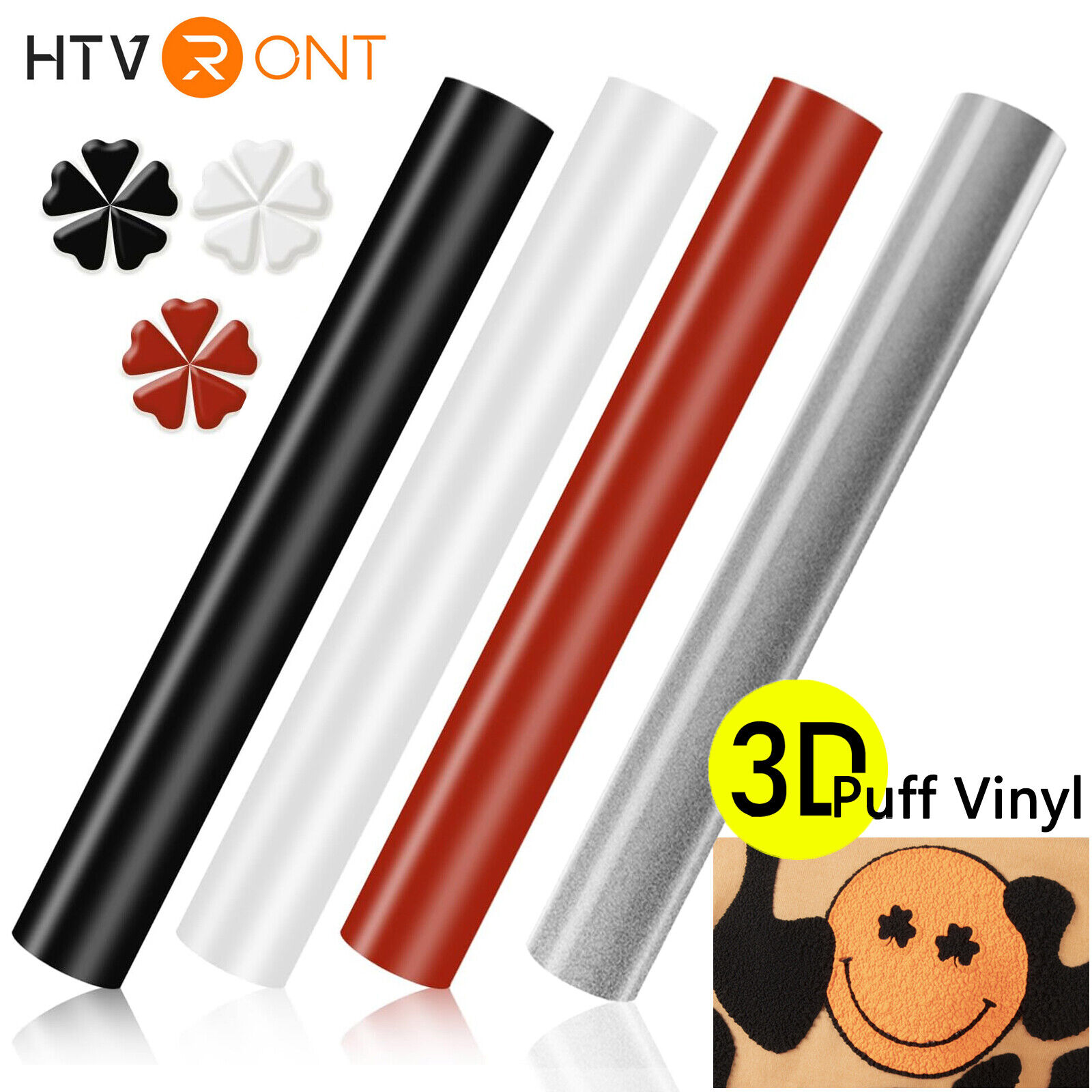 HTVRONT 3D Puff Heat Transfer Vinyl Roll Iron T-Shirts 10 x 6ft