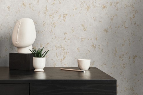 Carta da parati tessuto non tessuto effetto intonaco struttura parete in pietra vari colori argento oro metallizzato - Foto 18 di 44