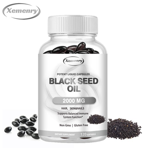 Schwarzkümmelöl Kapseln 2000mg - Gesundheit von Haaren, Haut & Nägeln, Verdauungsunterstützung
