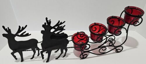 Vintage Kerzenhalter Weihnachtsschlitten aus Metall 4 Etagen - Bild 3 von 4