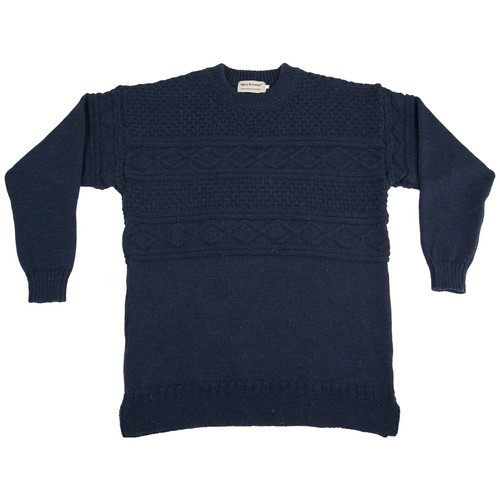 UK MADE - 100% British Wool Fisherman Pattern Guernsey Jumper - Mars - Picture 65 of 84