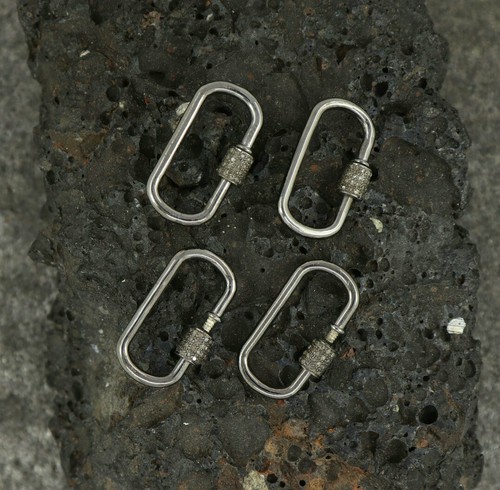 Pave Diamond Carabiner Lock 925Silver Diamond Jewelry Finding Necklace Connector - Picture 9 of 12