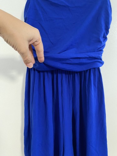 Susana Monaco romper stringed ruched shorts dazzling blue size xsmall - Picture 3 of 12