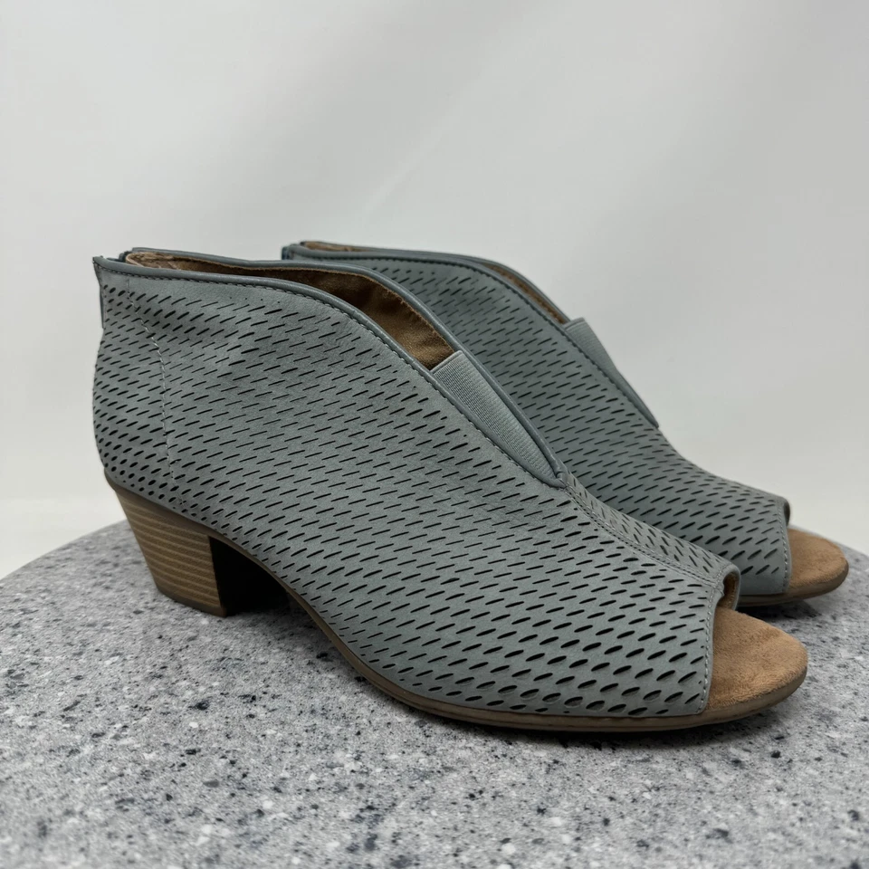 Earth Origins Botines Mujer 10 W Ancho Cuero Azul Punta abierta Carlon Carmen Zapatos Foto 2 de 4