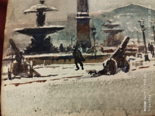 Aquarelleparis Place De La Concorde Guerre 14/18 Mesure 20/28cm Eugène Villon - Imagen 5 de 9