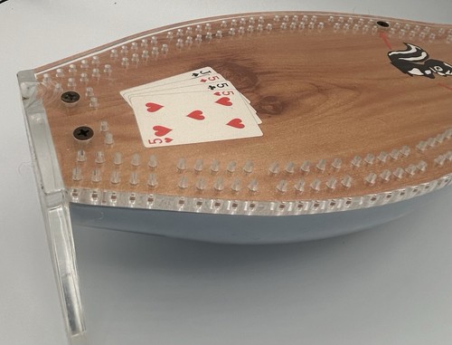 VTG Bowling Pin Cribbage Board US Air Force USA w/ 6 Brass Pins Skunk Military - Picture 5 of 7