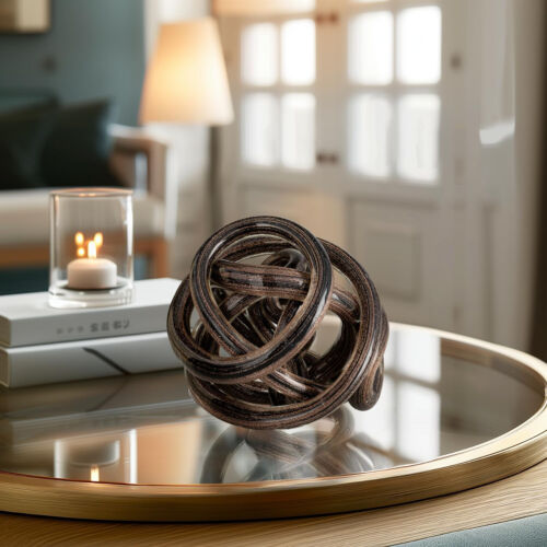 Torre & Tagus Orbit Hand Blown Glass Infinity Knot Sculpture, 4.5 Inch, Black - Picture 2 of 6