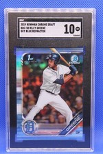 2019 Bowman Chrome Draft Riley Greene Sky Blue Refractor SGC 10  Detroit Tigers
