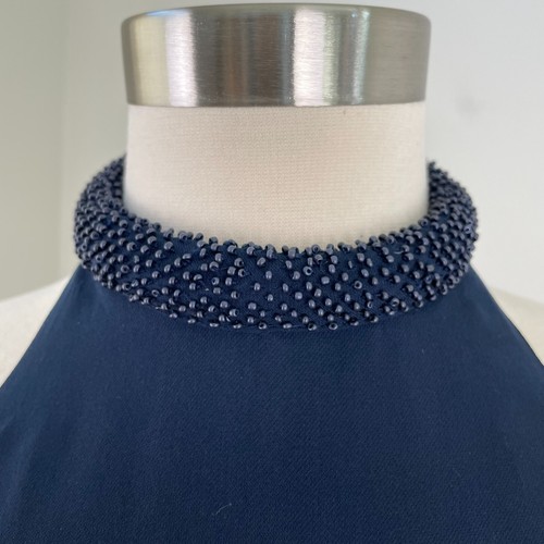 Keepsake Womens Size Small Blue Embellished Neck Mini Halter Dress Sleeveless - Picture 2 of 12