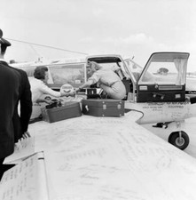 English aviator Sheila Scott touches down at London Airport after - Old Photo 10