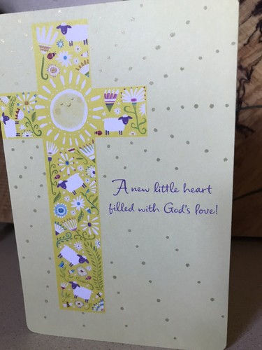 Special batism Day New Little Heart Filled With Gods Love Religious cross Yellow - Picture 2 of 6