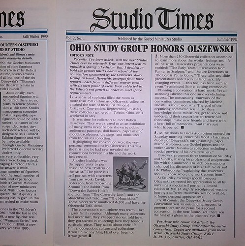 GOEBEL MINIATURES STUDIO TIMES NEWSLETTER 1990-93, ROBERT OLSZEWSKI, NEU, NEUWERTIG - Bild 6 von 7