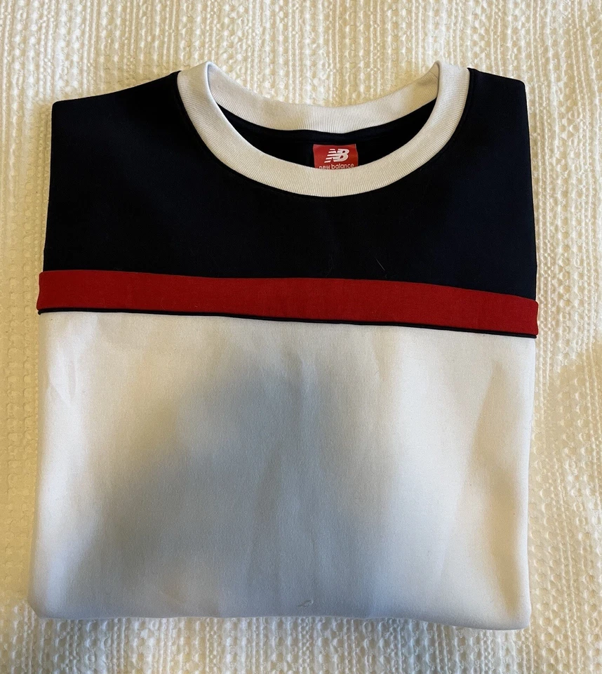 Sudadera Pullover New Balance Para Hombre Blanca Talla Grande Roja Azul Mangas 3/4 Foto 2 de 4
