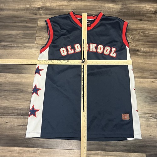 Camiseta deportiva Old Skool para hombre mediana ropa urbana baloncesto azul marino con rojo y blanco - Imagen 6 de 9