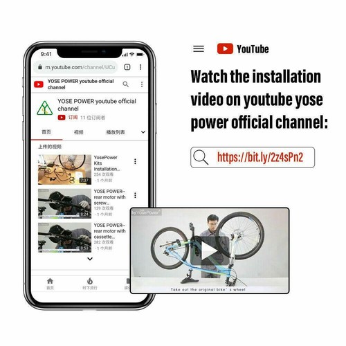 36V Ebike Conversion Kit 28"(700C) Wheel with Rear Motor Bicycle Fit Freewheel - Picture 12 of 12