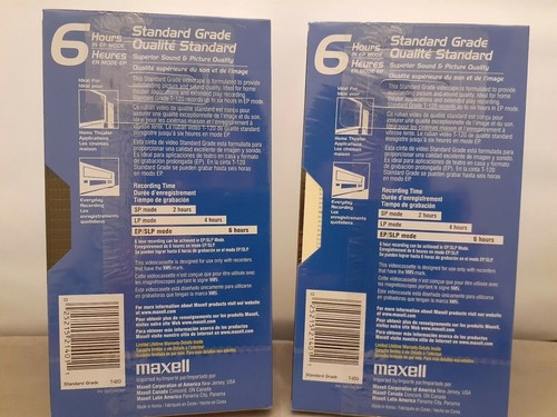 Maxell T-120 Standard Grade VHS Videocassette - Pack of 2 ( Free Shiping USA ) - Picture 3 of 3