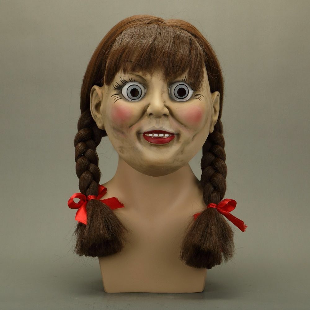 Straszny film Maska dla dorosłych Magia Annabelle Latex Cosplay Halloween Rekwizyty Korzystne uzupełnienie zapasów