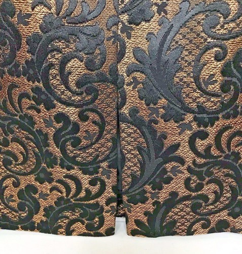 Jacquard Brocade Black / Gold Holiday Skirt Petite 10P WORTHINGTON Metallic - Picture 4 of 7