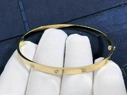 3Ct Round Cut Lab Created Diamond Women's Bangle Bracelet 14K Yellow Gold Plated - Picture 5 of 5