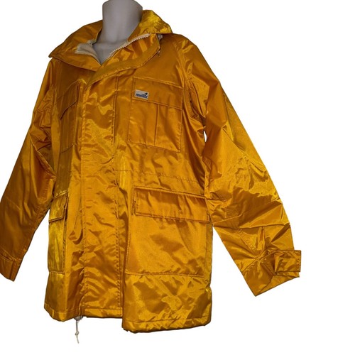 Rare Vtg Sperry Top Side Sailing Rain Jacket Mens L Fishing Yellow Nylon 1984 - Picture 3 of 12
