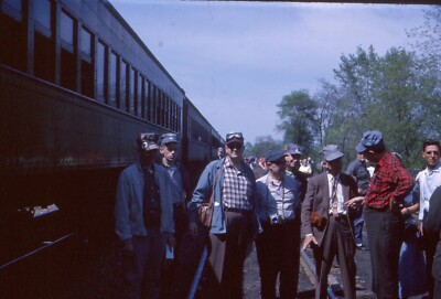 Reading Ramble crowd @ fan trip stop Pa.-1964 Kodak slide
