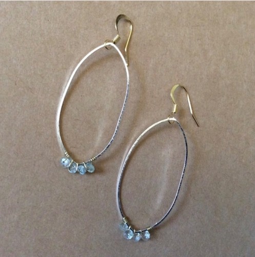 Natural Genuine Aquamarine Sundance Charm handcrafted earrings artisan jewelry - Picture 3 of 6